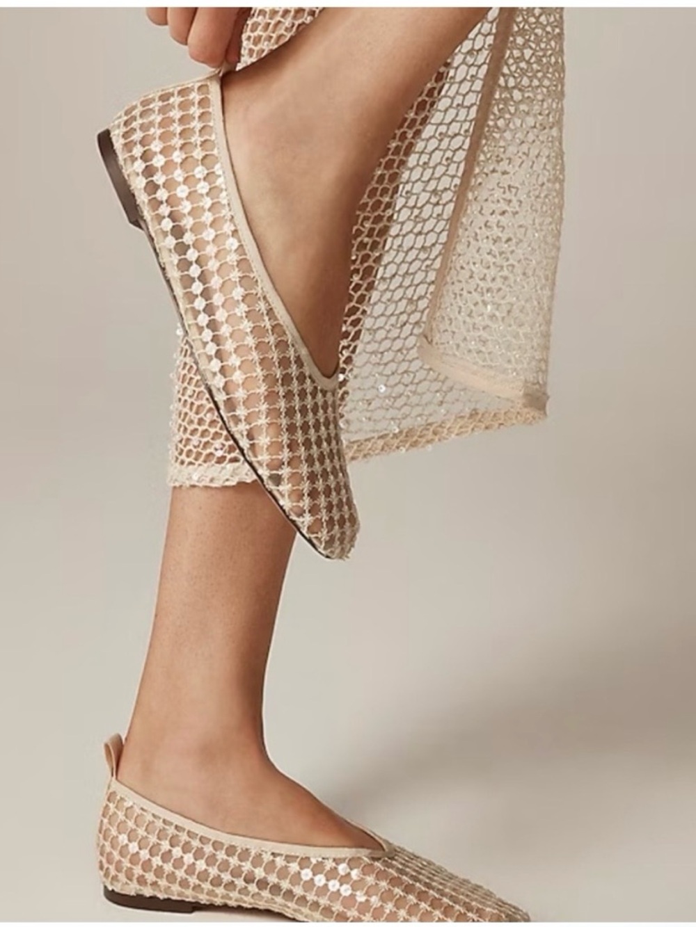 Quinn Embellished Removable Ankle-Strap Ballet Flats in Mesh size 9.5